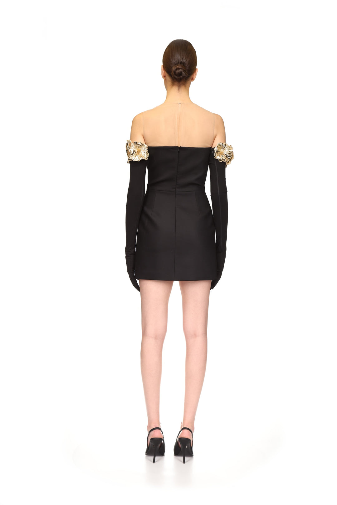 3D FLOWER AND TULLE MINI DRESS