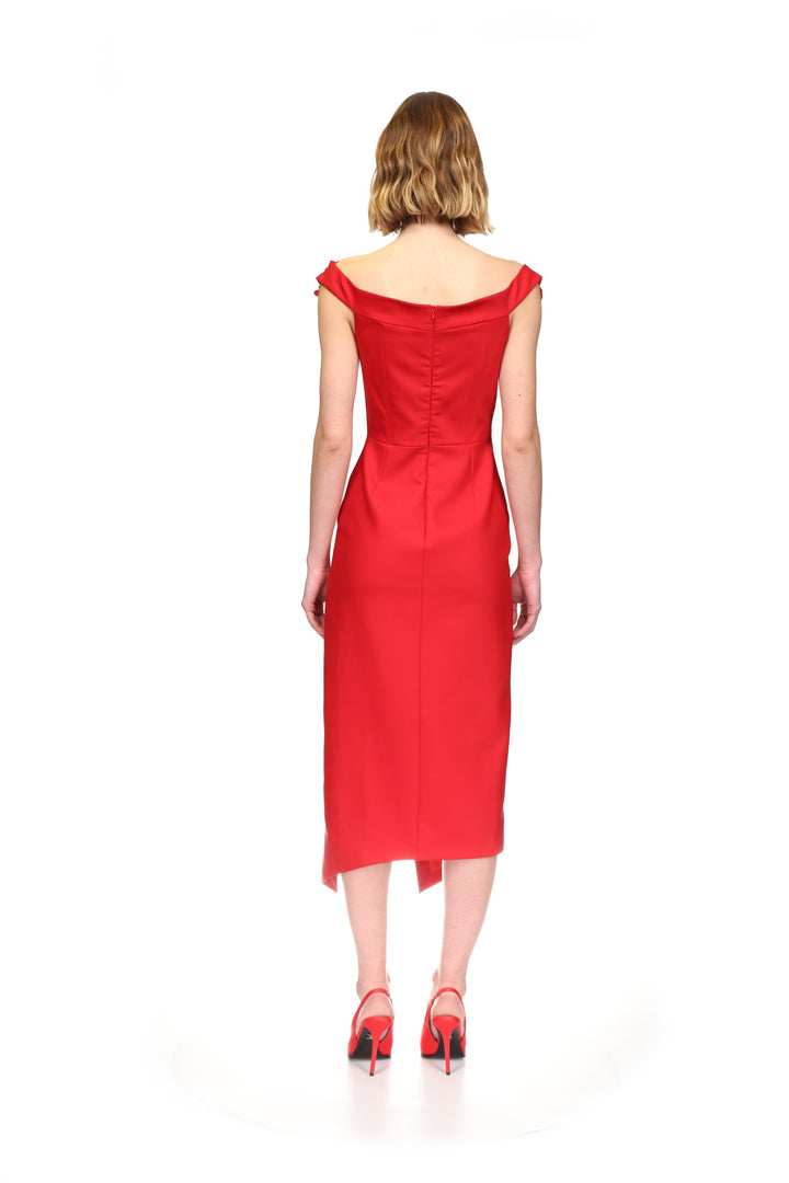 3D FLOWER MIDI DRESS WITH OPEN LEG