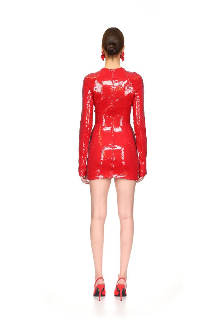SEQUIN MINI DRESS WITH 3D FLOWERS