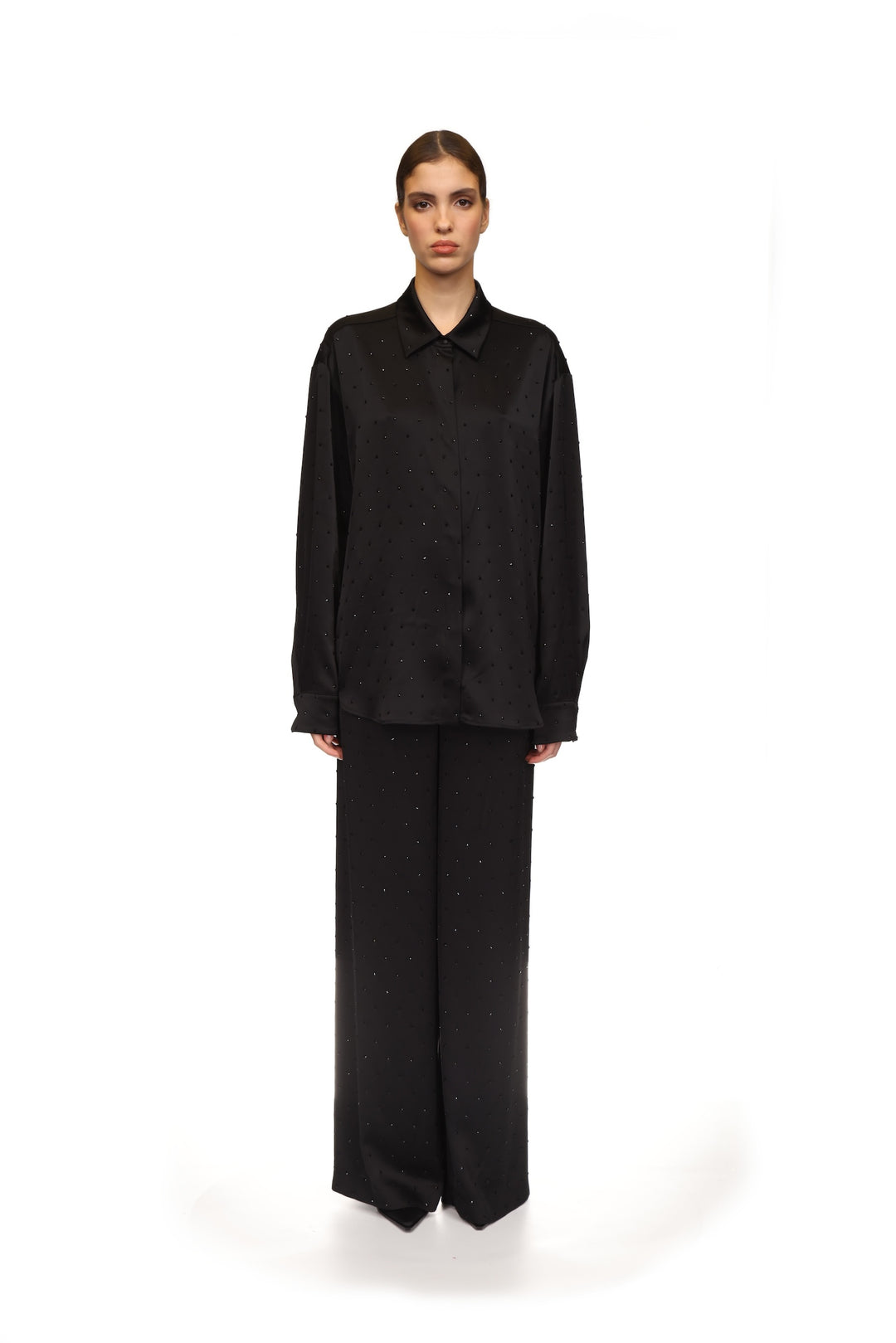 STAR RHINESTONE WIDE LEG TROUSERS