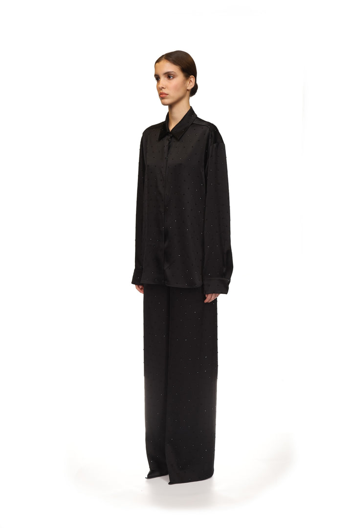 STAR RHINESTONE WIDE LEG TROUSERS