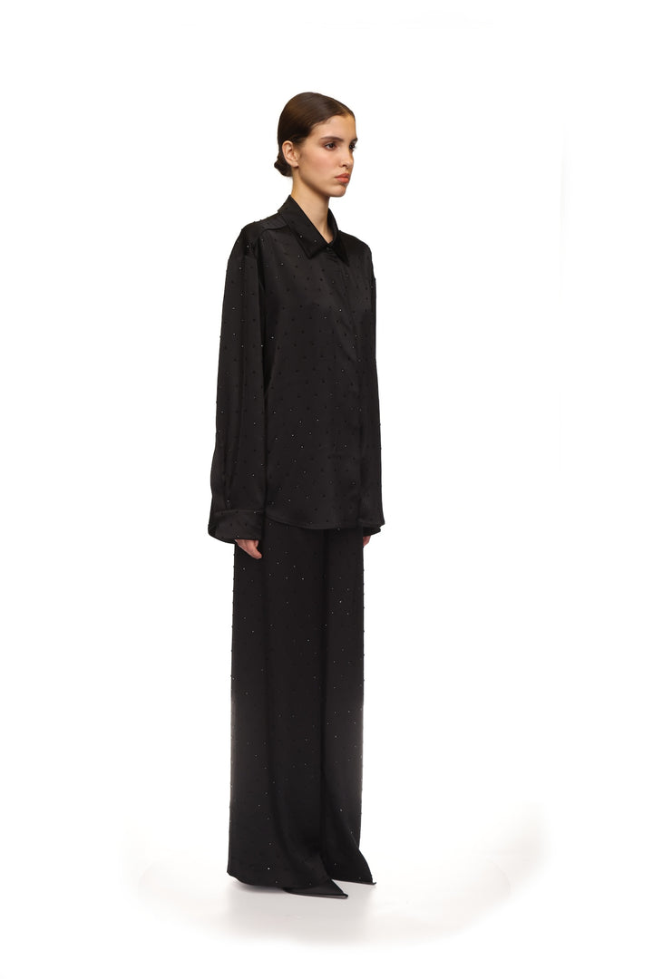 STAR RHINESTONE WIDE LEG TROUSERS