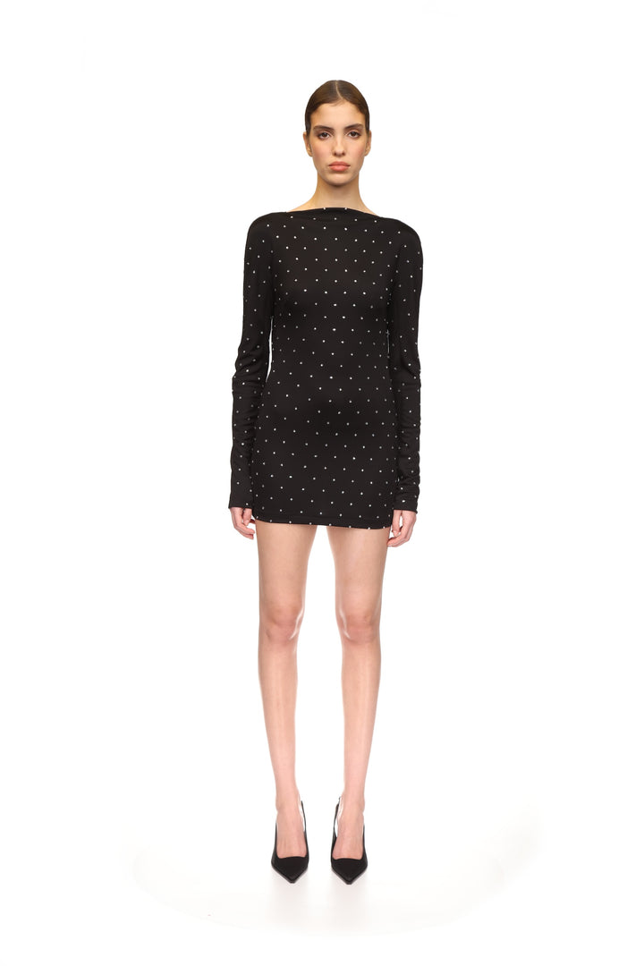 STAR RHINESTONE OPEN BACK MINI DRESS