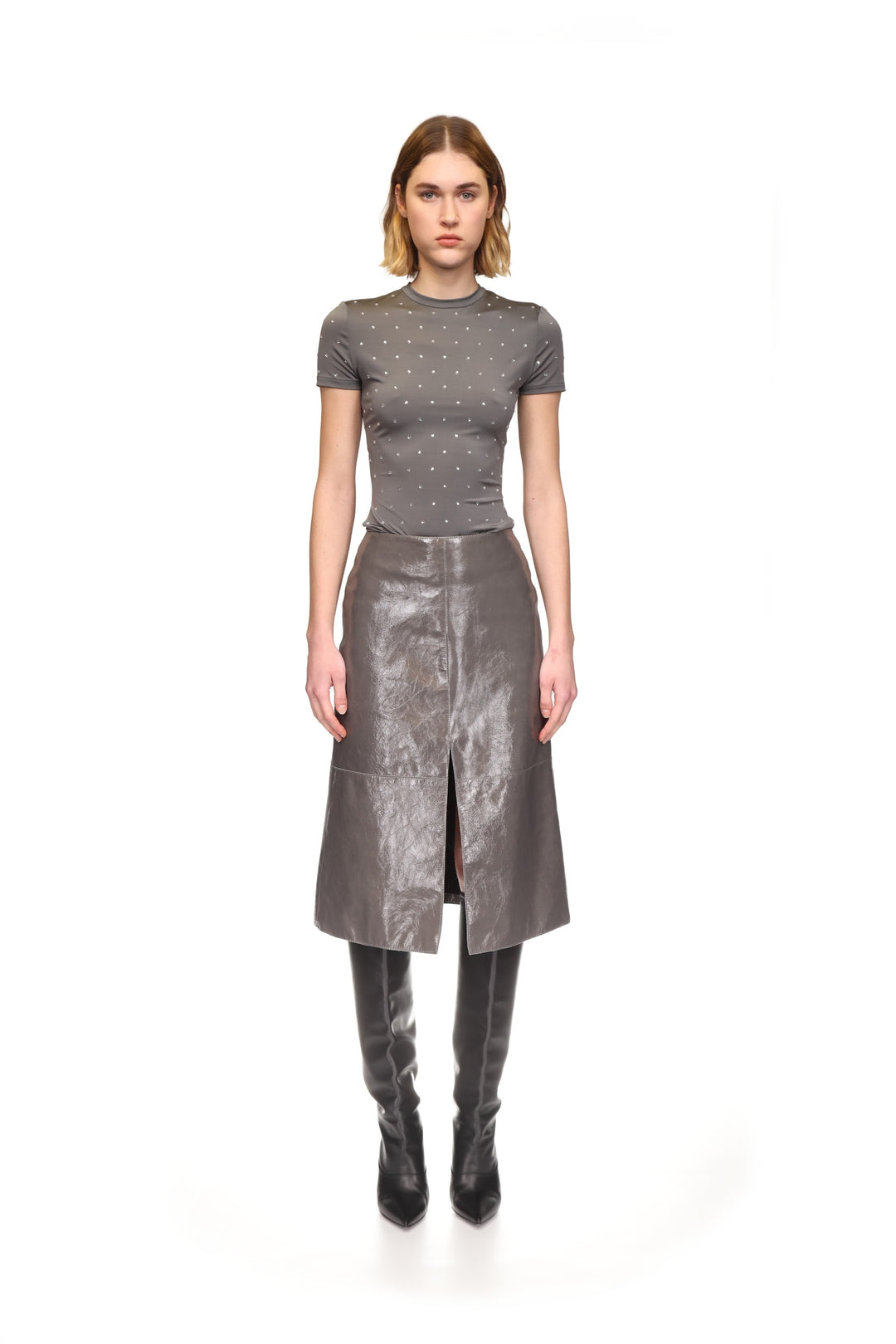 MIDI LEATHER SKIRT