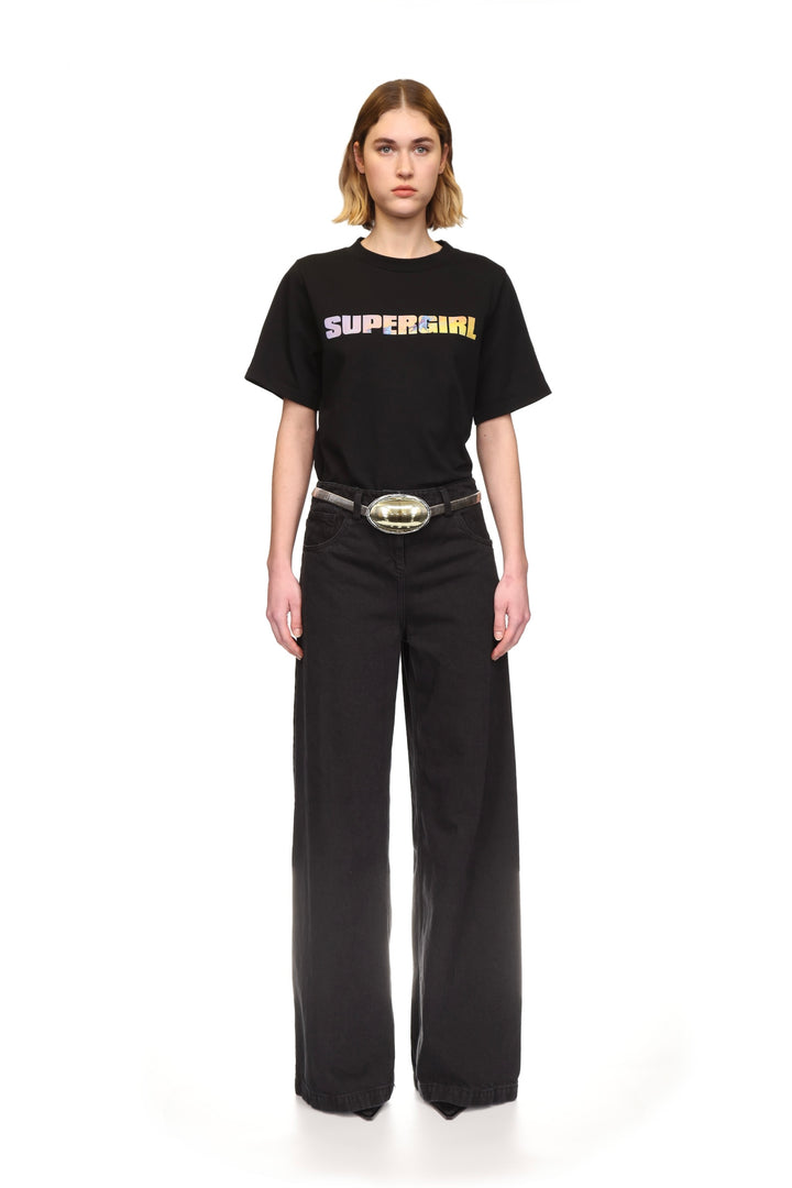 SUPERGIRL x DAVID KOMA LOGO PRINT T-SHIRT
