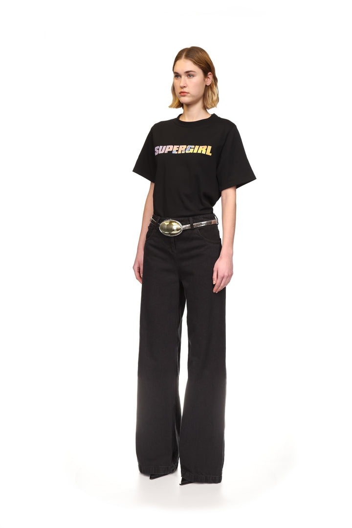 SUPERGIRL x DAVID KOMA LOGO PRINT T-SHIRT