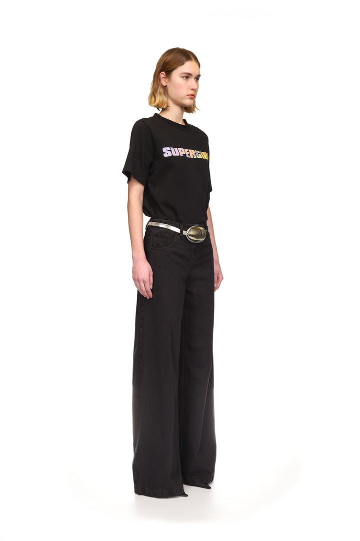 SUPERGIRL x DAVID KOMA LOGO PRINT T-SHIRT