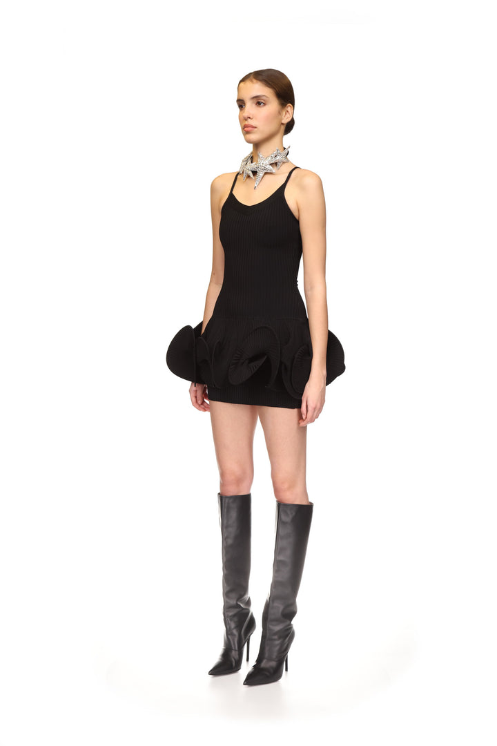 SWIRLING HEM MINI KNIT CAMI DRESS