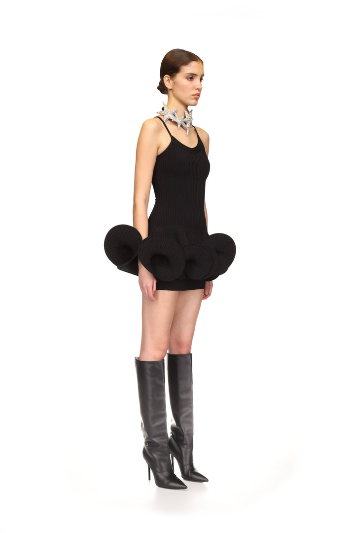 SWIRLING HEM MINI KNIT CAMI DRESS