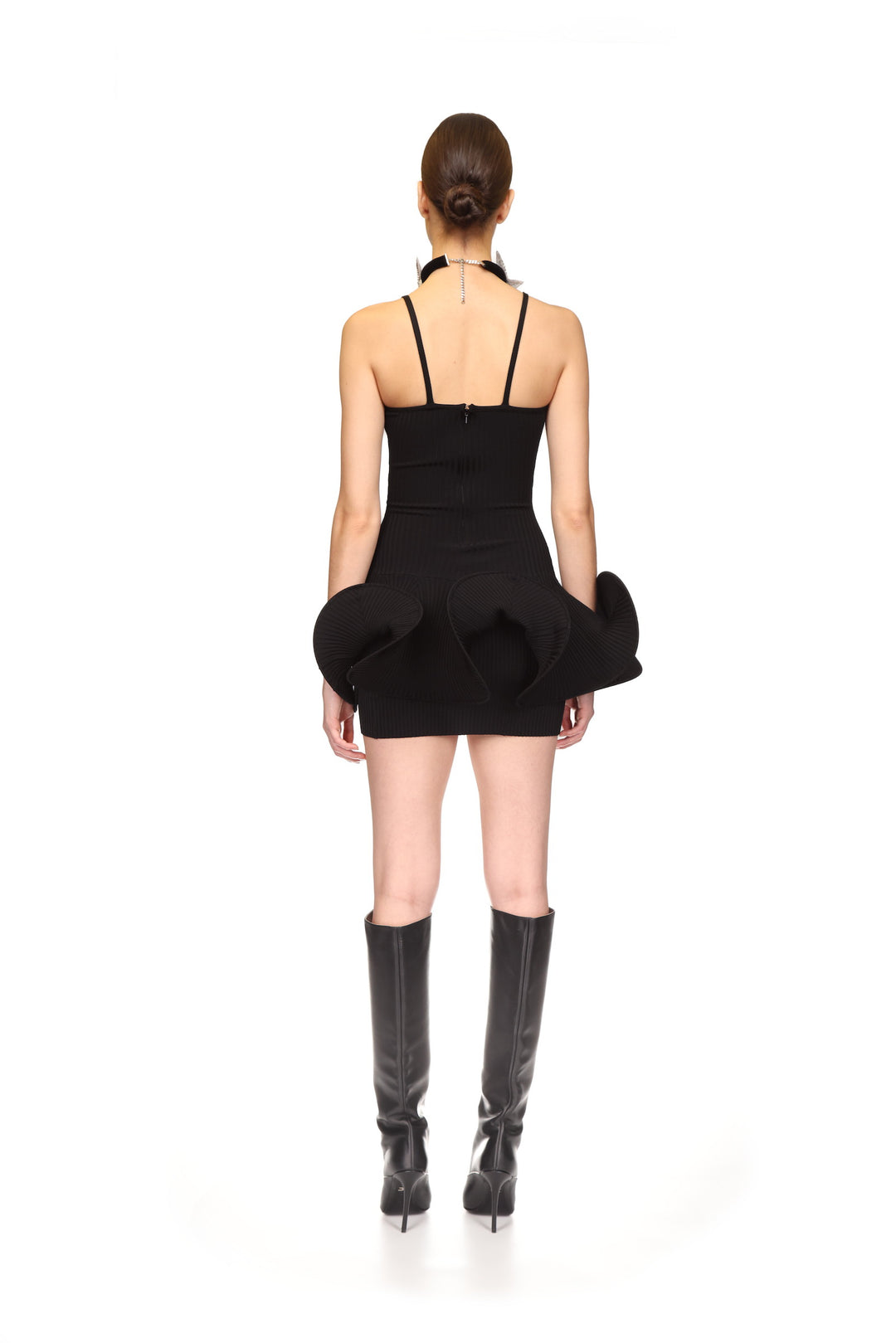 SWIRLING HEM MINI KNIT CAMI DRESS