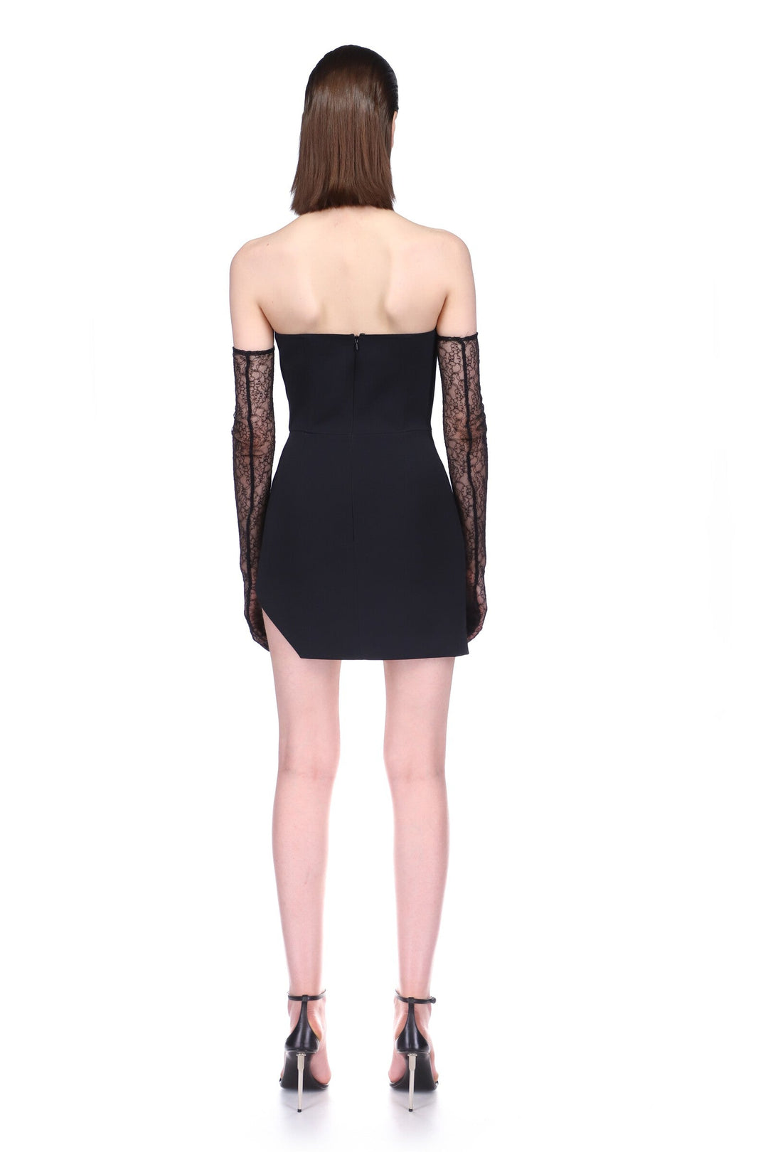 ASYMMETRIC PEARL EMBROIDERY MINI DRESS IN WHITE