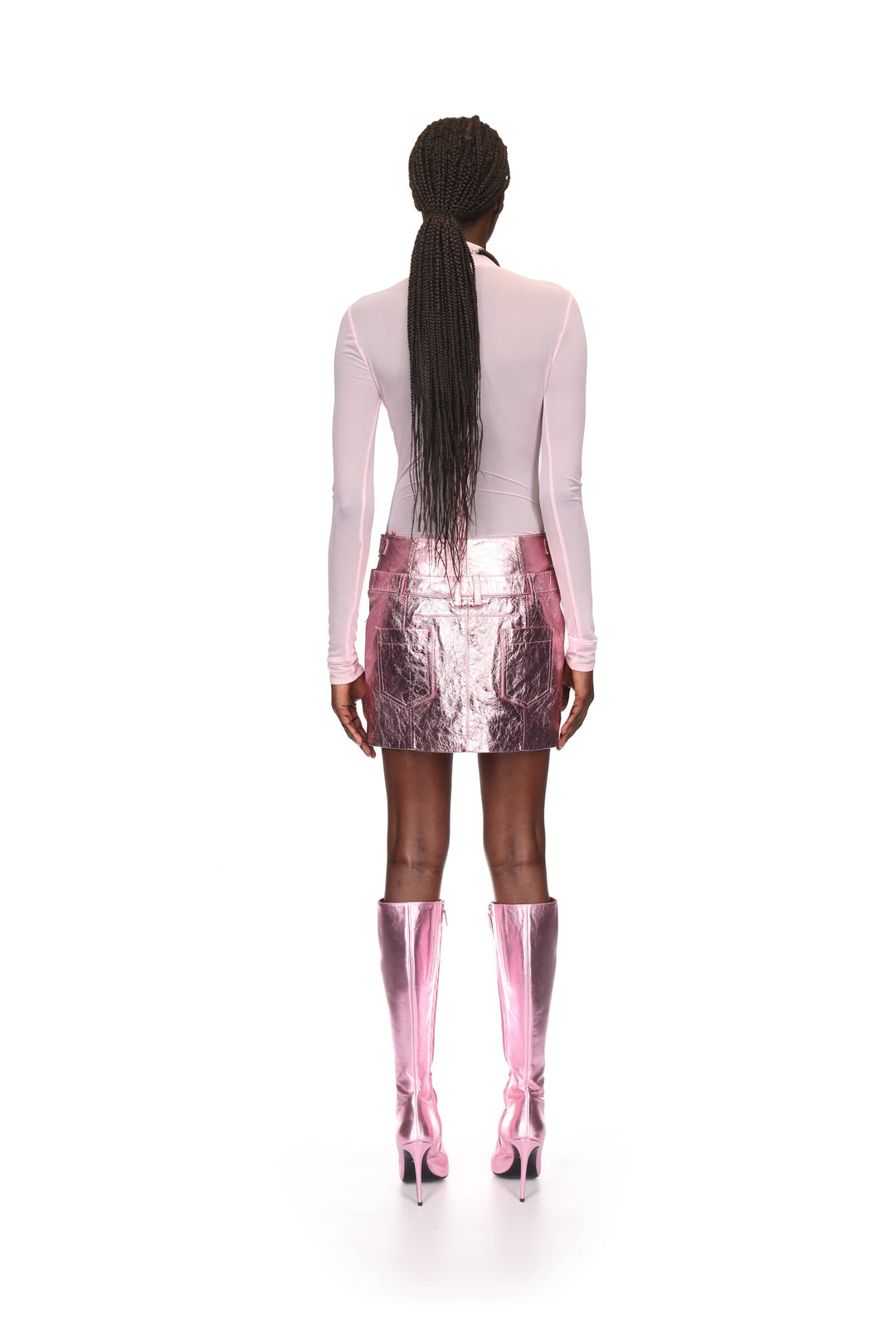 METALLIC LEATHER MINI SKIRT