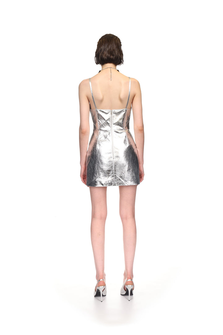 LEATHER CAMI MINI DRESS