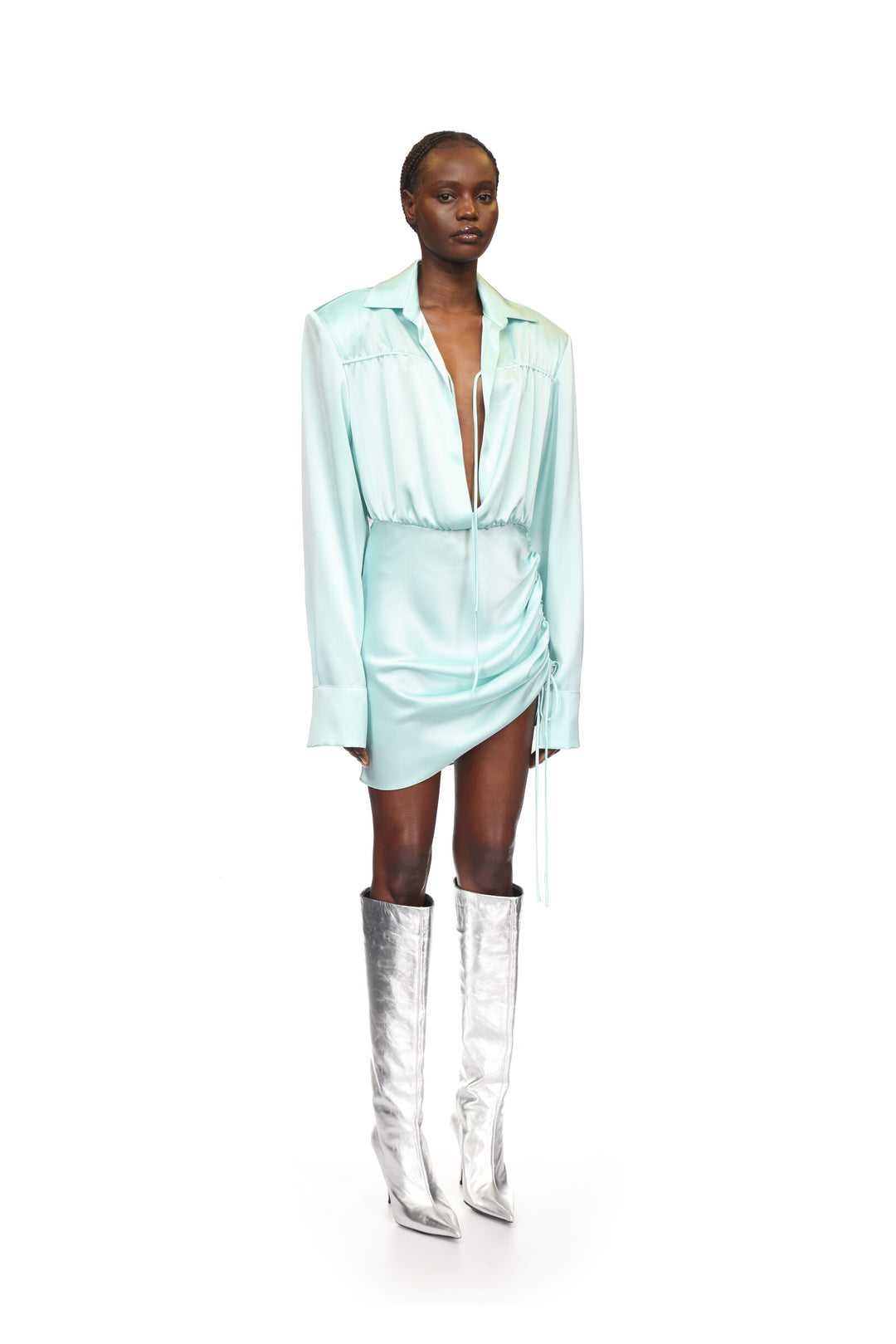 WRAP SATIN SHIRT DRESS
