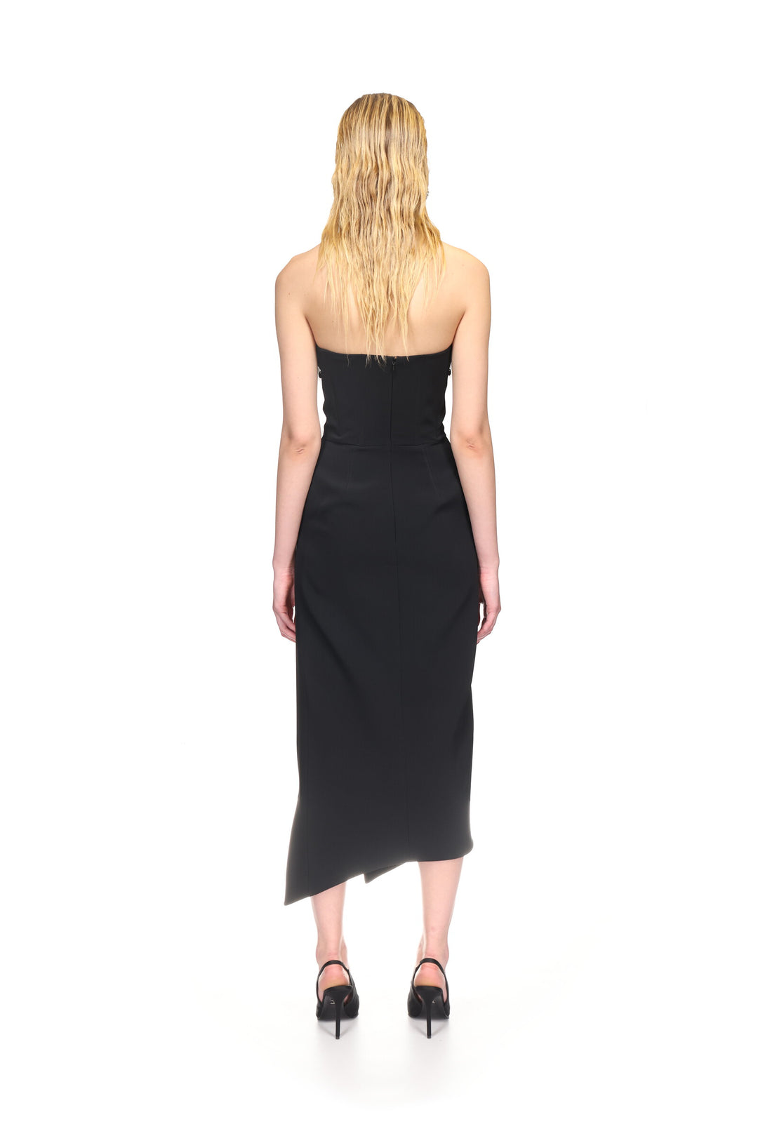 PLEXI MIRROR EMBROIDERED STRAPLESS DRESS