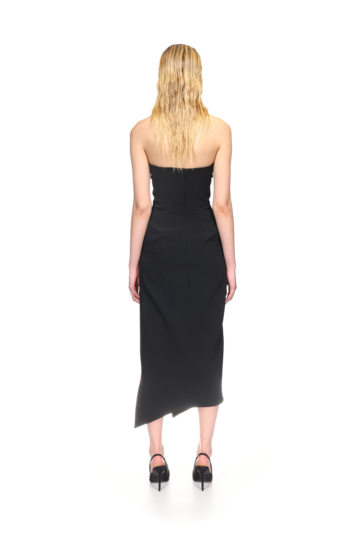 PLEXI MIRROR EMBROIDERED STRAPLESS DRESS