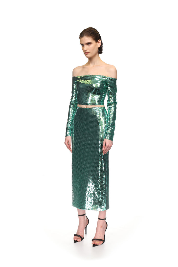 OFF SHOULDER SEQUIN TOP