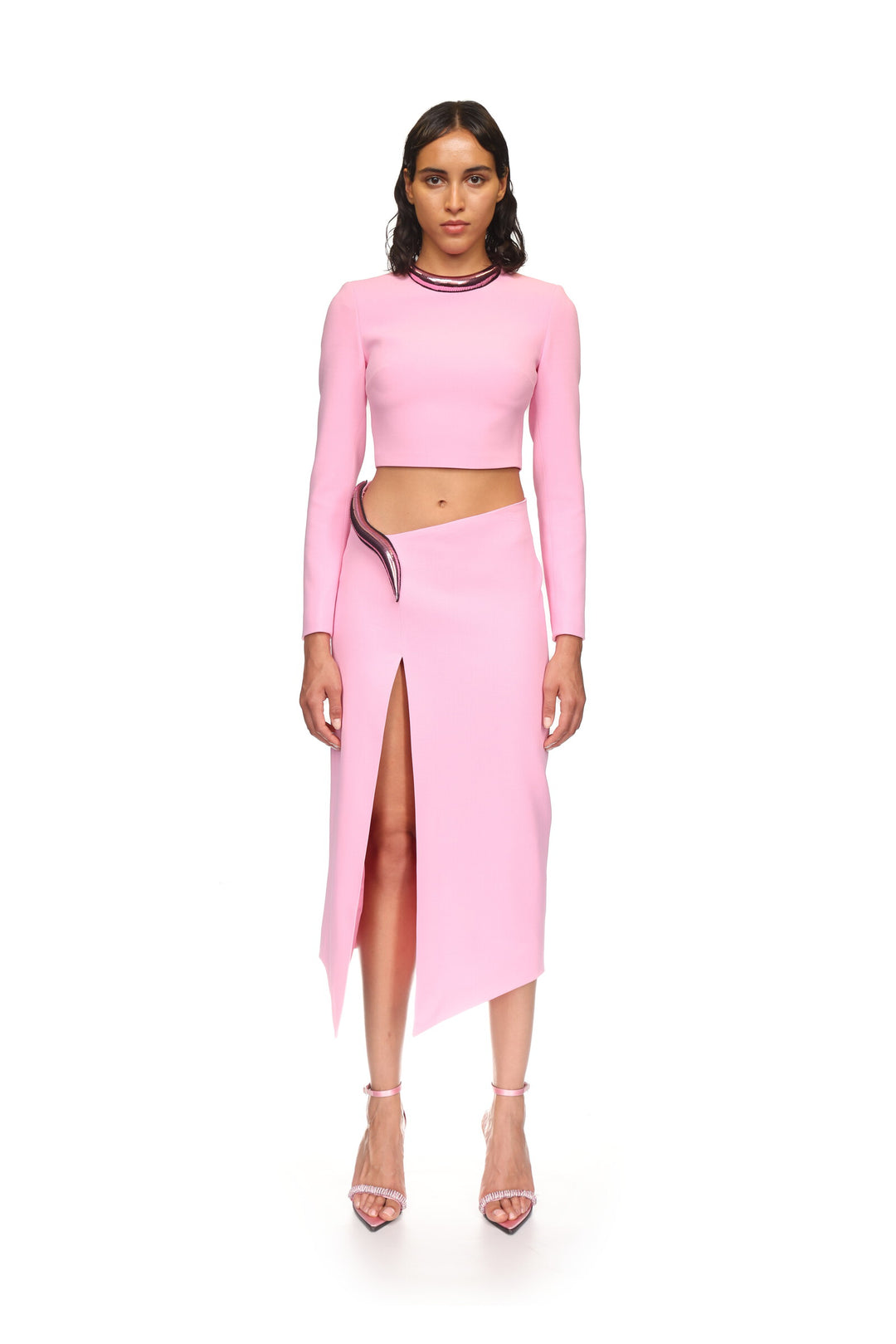 METALLIC TUBE TRIM CROP TOP