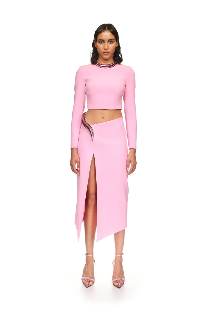 METALLIC TUBE TRIM CROP TOP