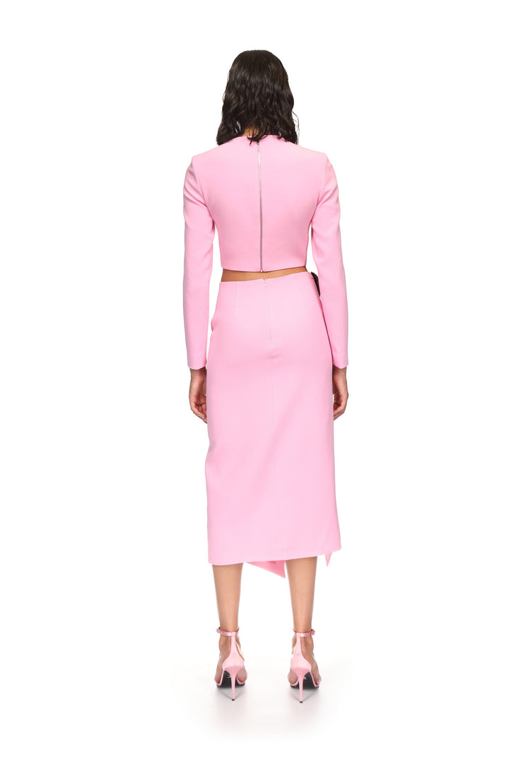 METALLIC CURVE DETAIL MIDI SKIRT