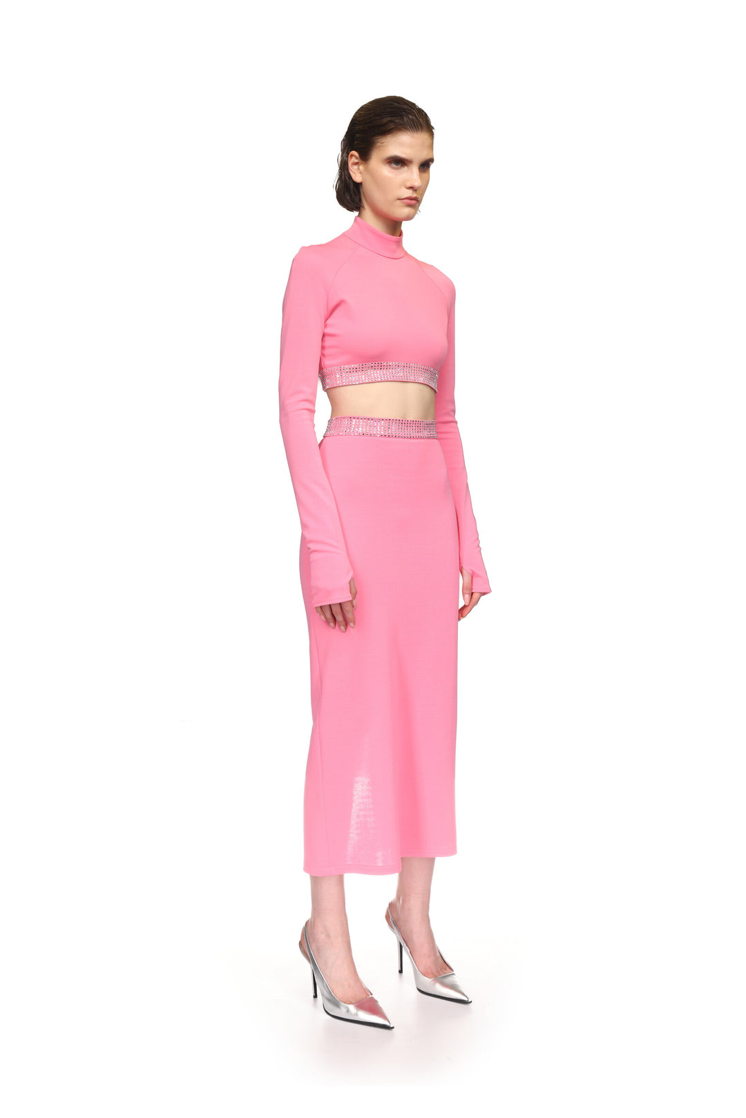 CRYSTAL HOTFIX WAISTLINE PENCIL SKIRT