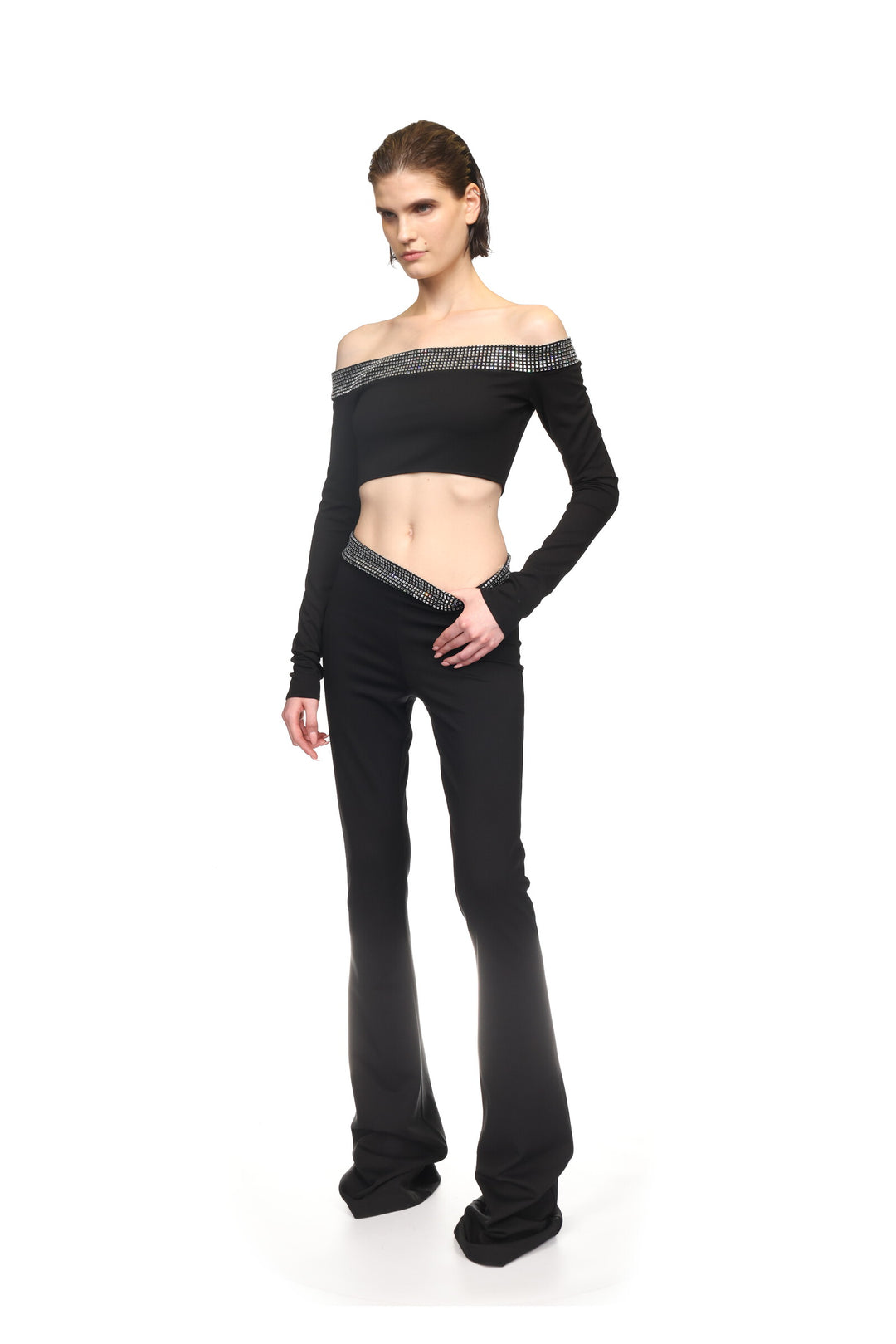 CRYSTAL HOTFIX WAIST TROUSERS