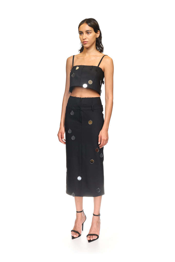 PLEXI MIRRORS MIDI SKIRT