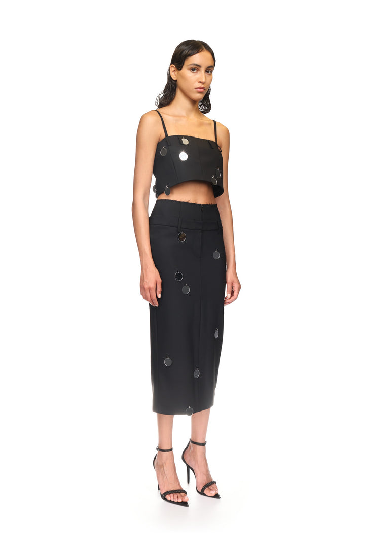 PLEXI MIRRORS MIDI SKIRT