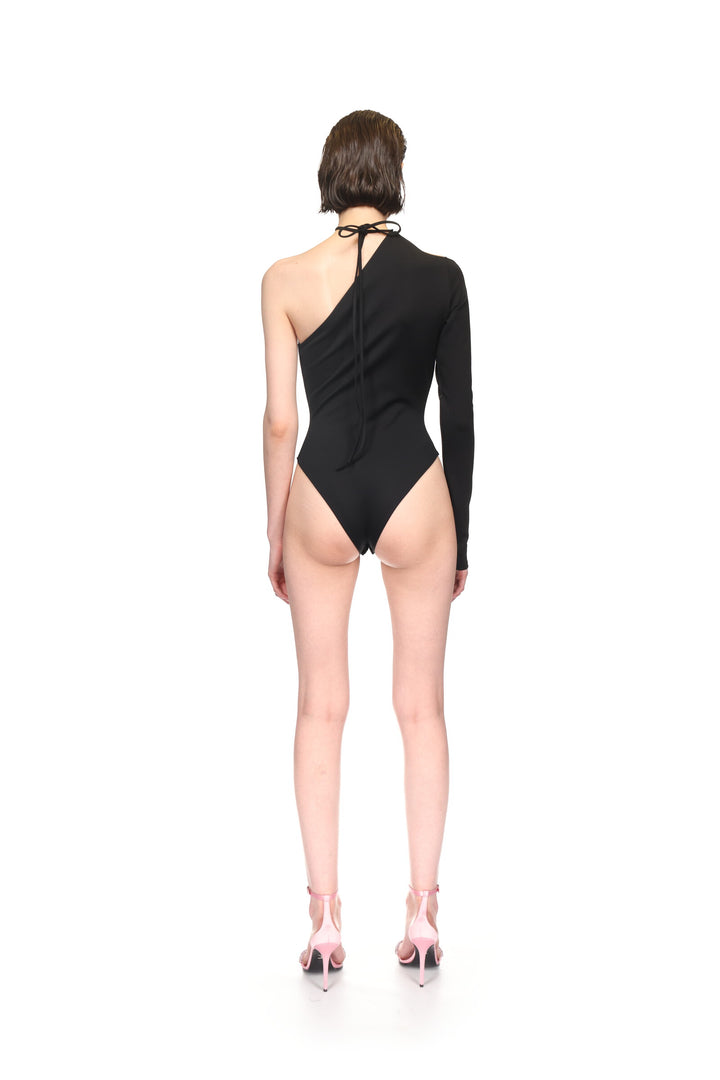 ASYMM CHEST CUTOUT JERSEY BODYSUIT