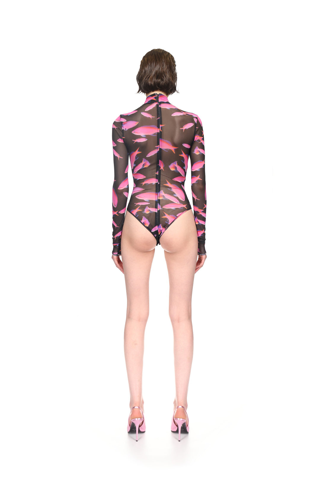 FISH PRINT MESH BODYSUIT