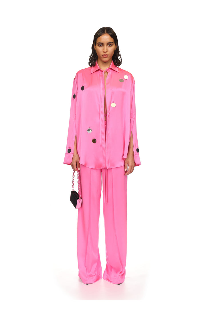 ELASTIC WAISTBAND SATIN TROUSERS