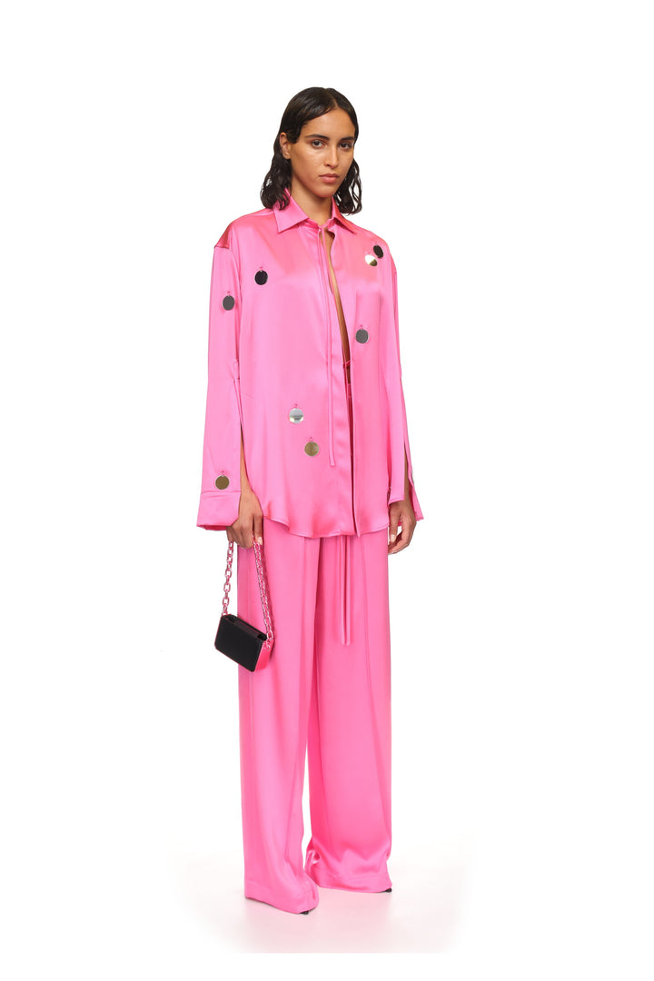 ELASTIC WAISTBAND SATIN TROUSERS