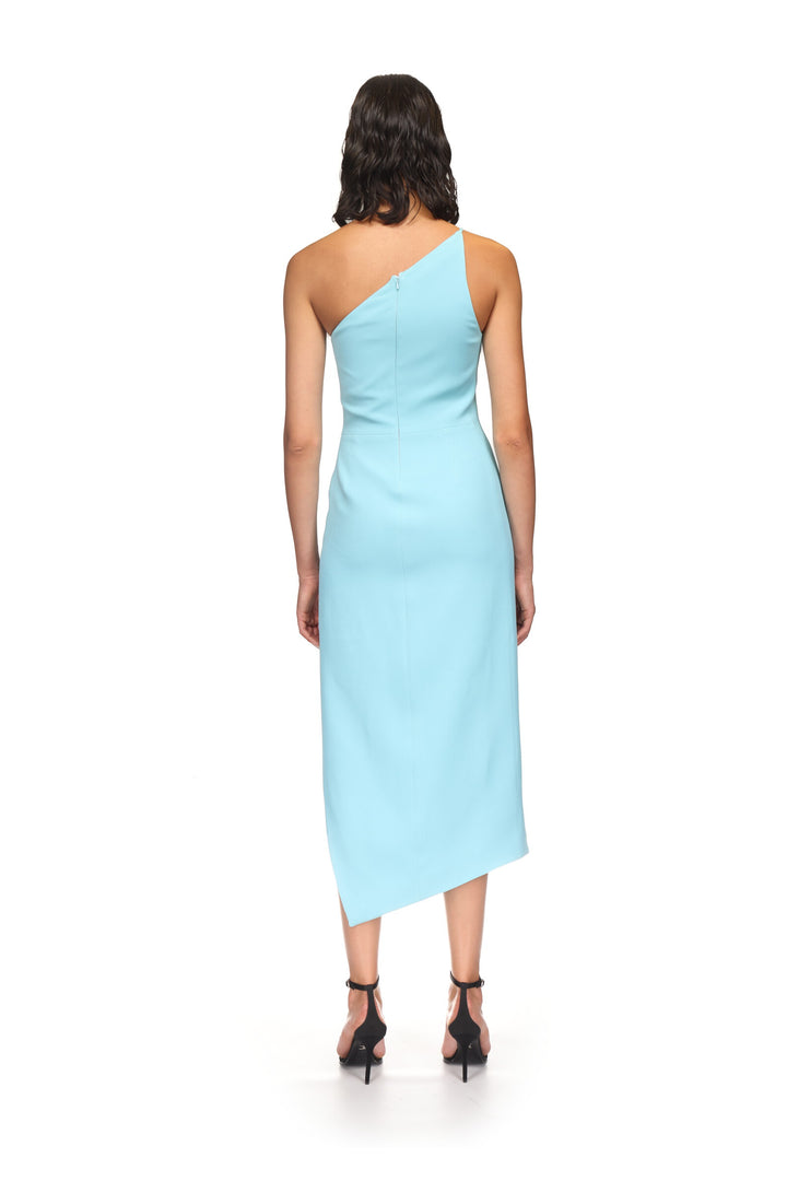 CRYSTAL BALL ONE SHOULDER MIDI DRESS