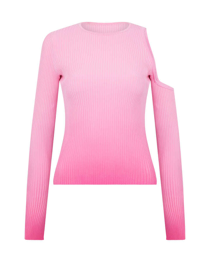 ASYMMETRIC OPEN SHOULDER KNIT TOP