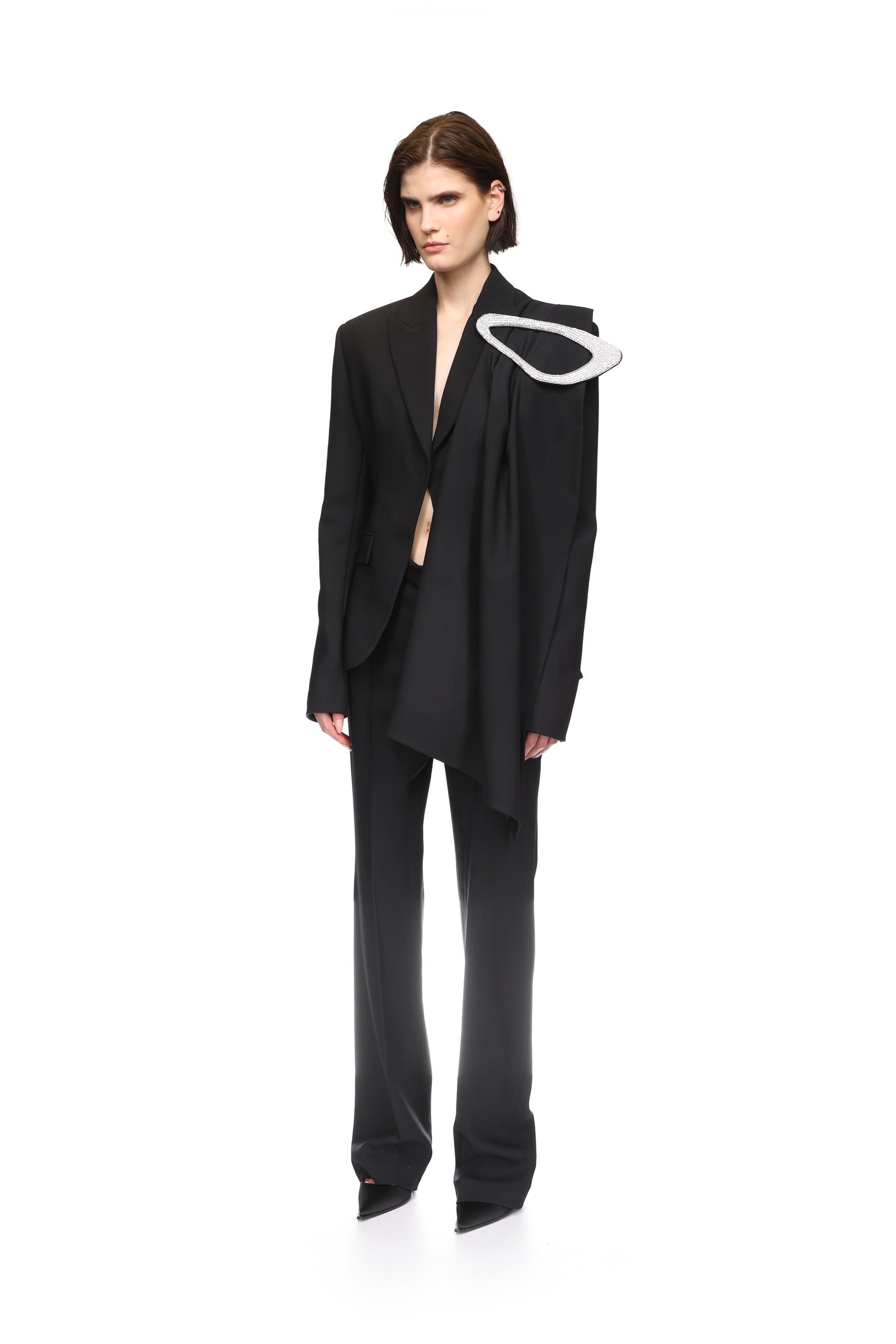 ボトムスその他 David Koma 'Cropped' Blazer Miss Lola | Black Long Sleeve Cropped Blazer – MISS LOLA