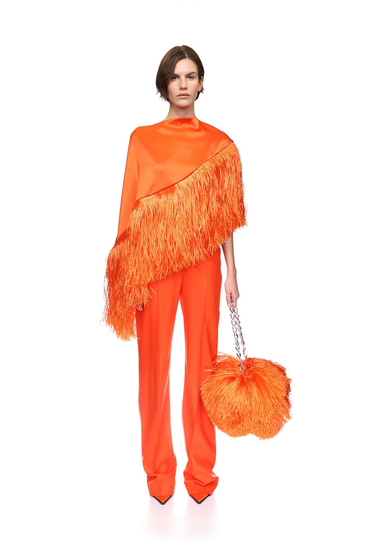 STRAIGHT LEG TAILORED TROUSERS IN ORANGE