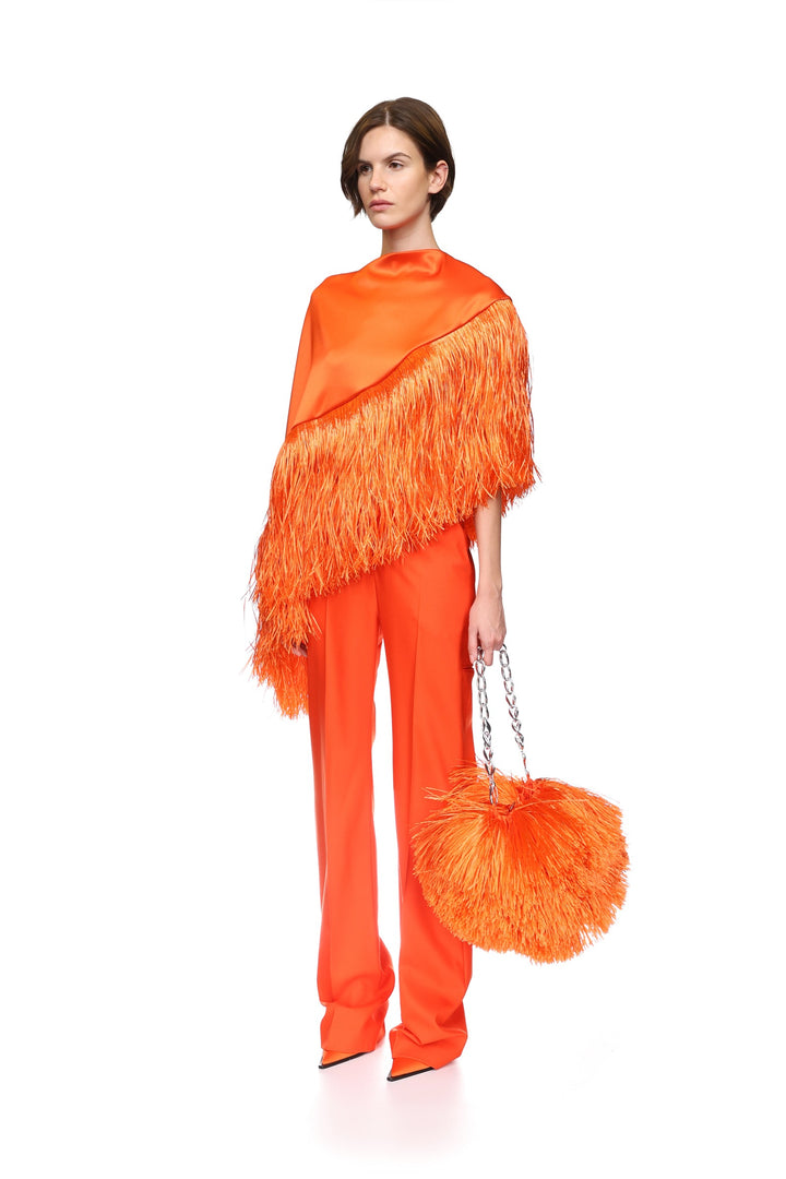 STRAIGHT LEG TAILORED TROUSERS IN ORANGE