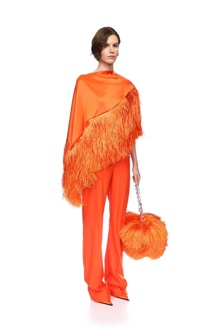 STRAIGHT LEG TAILORED TROUSERS IN ORANGE