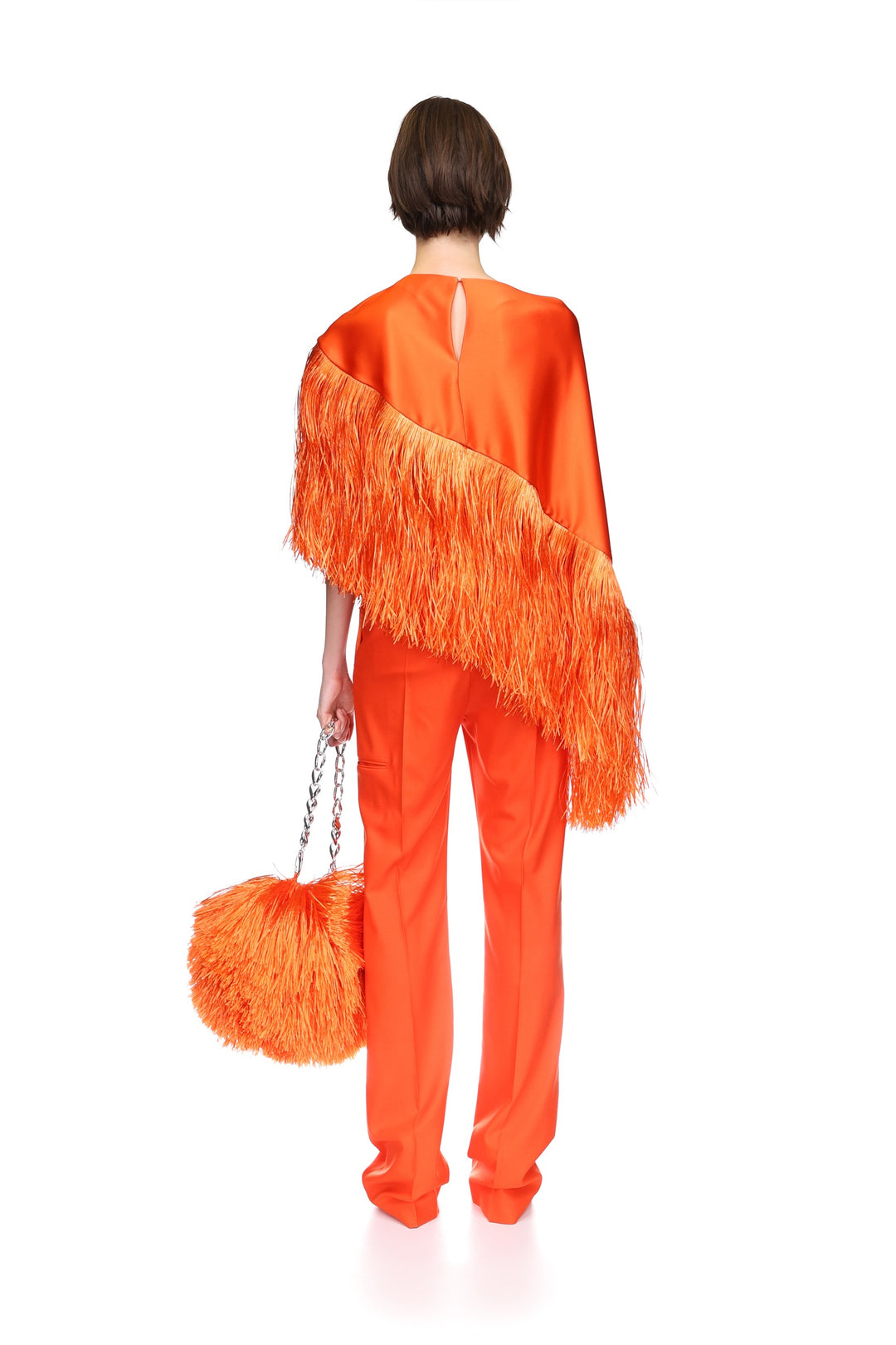 STRAIGHT LEG TAILORED TROUSERS IN ORANGE
