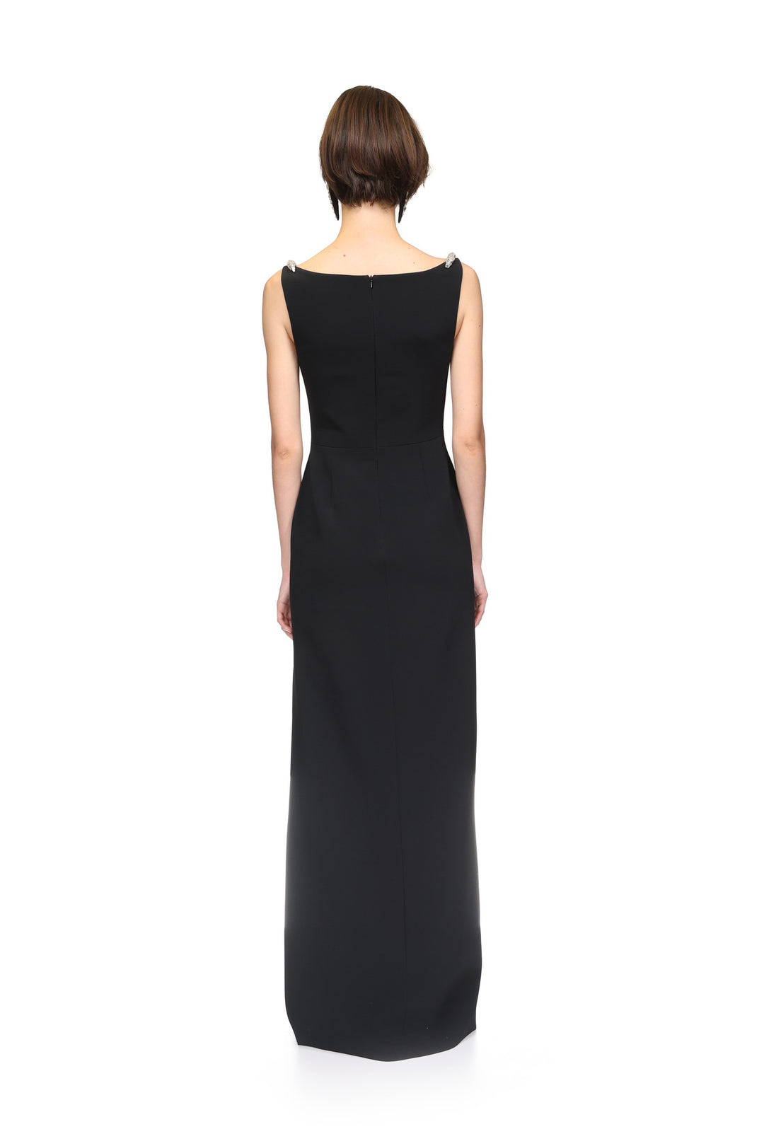 CRYSTAL EMBROIDERED NECKLINE GOWN