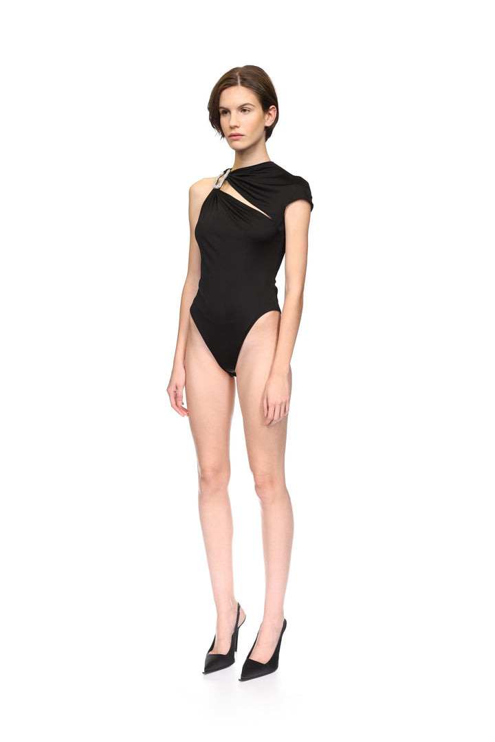 CRYSTAL BUCKLE AND JERSEY BODYSUIT