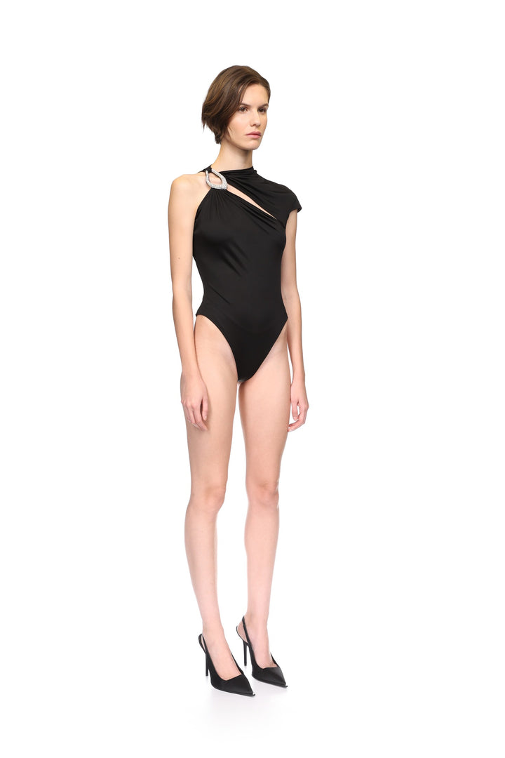 CRYSTAL BUCKLE AND JERSEY BODYSUIT