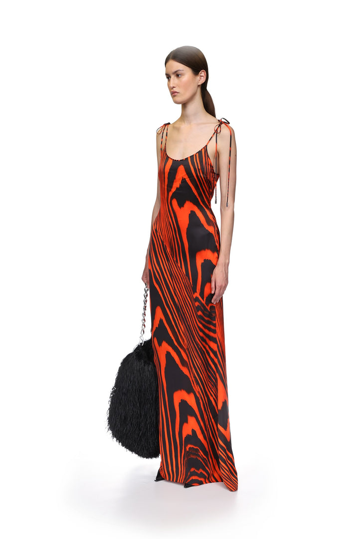 ZEBRA PRINT SATIN GOWN