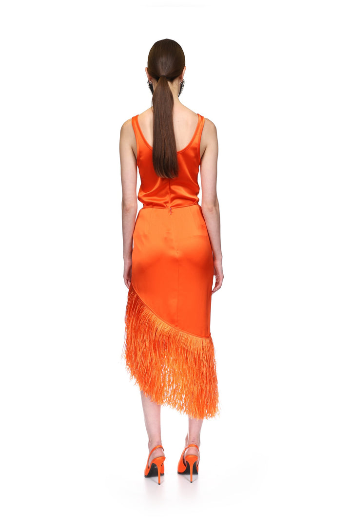 RAFFIA FRINGE TRIM WRAP SKIRT