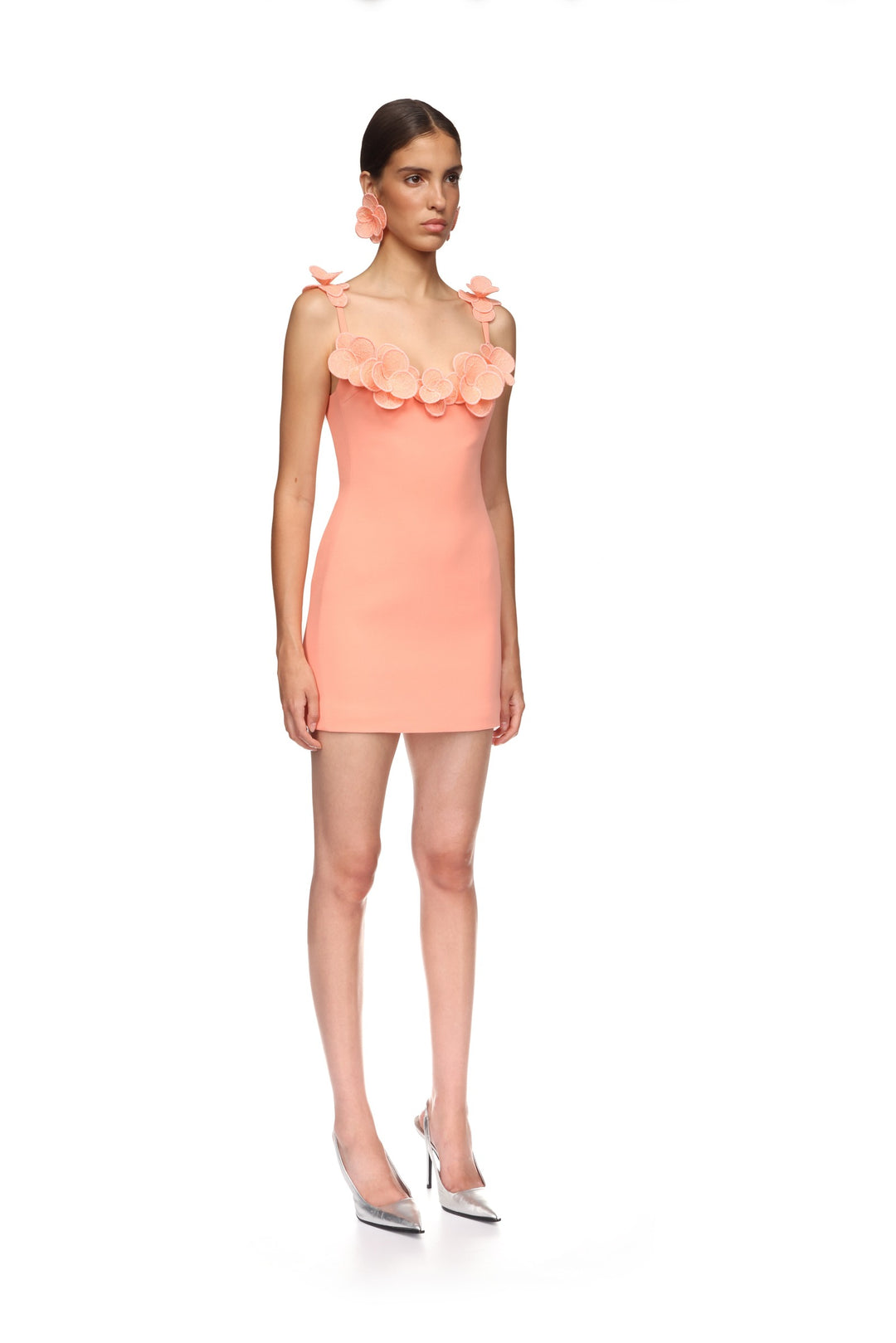 david koma womens natural tulle trimmed satin balconette mini dress David Koma Tulle-Trimmed Satin Balconette Mini Dress in Natural