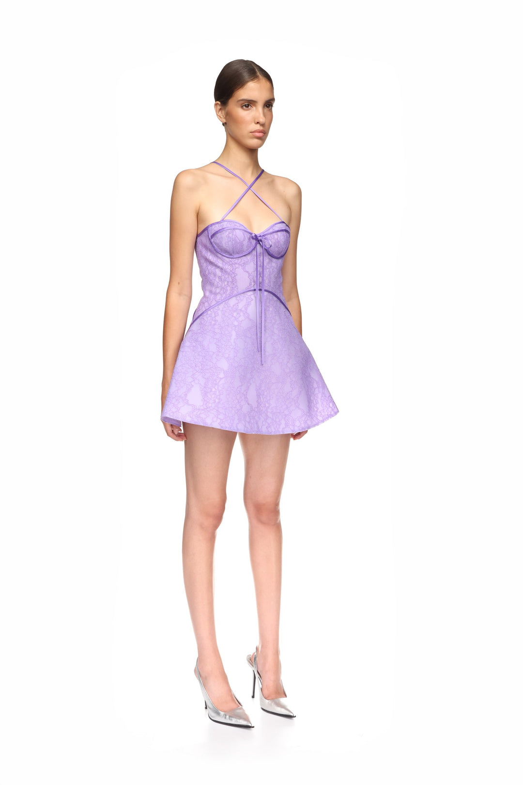 LACE AND SATIN MINI DRESS