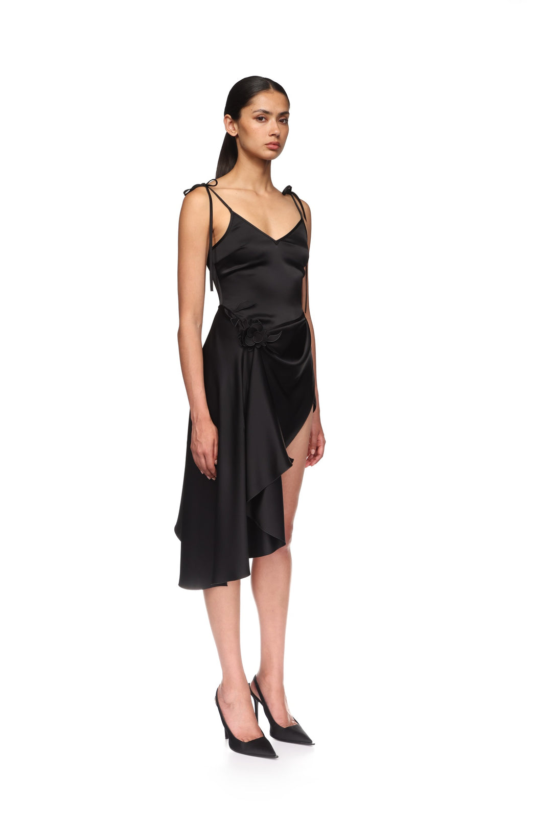 LACE ROSE SATIN MINI DRESS