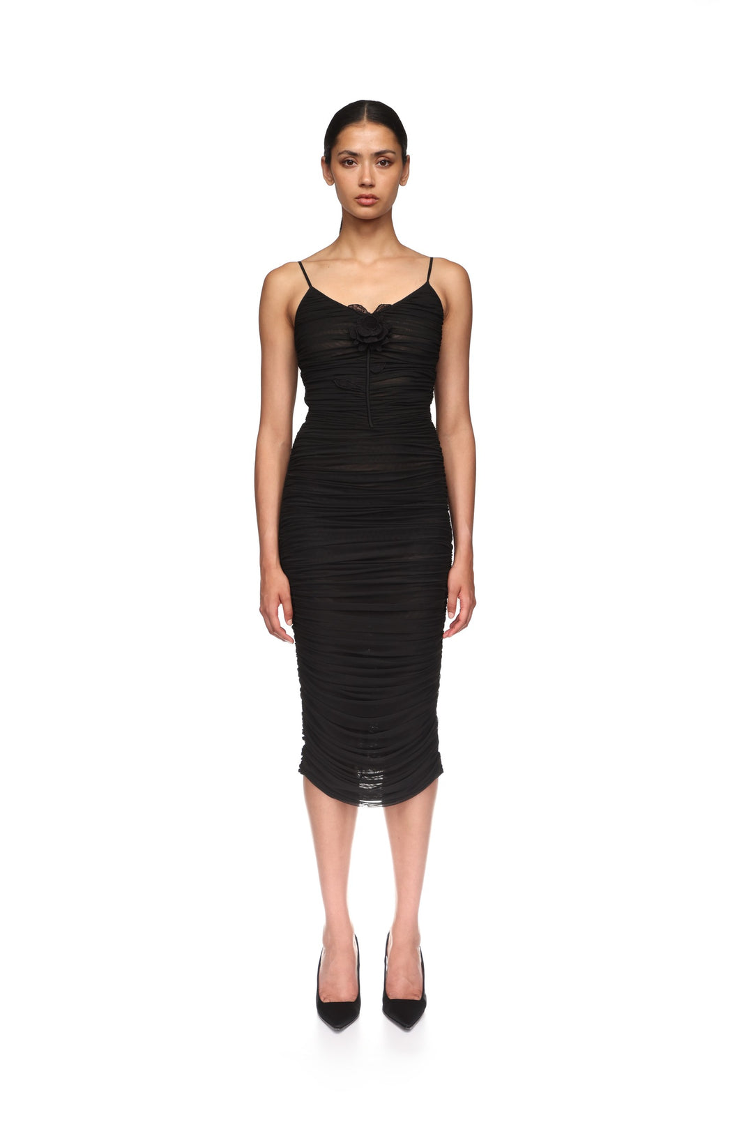 lace ruched midi dress One Shoulder Lace Ruched Midi Dress by Wolddress Luxury Party