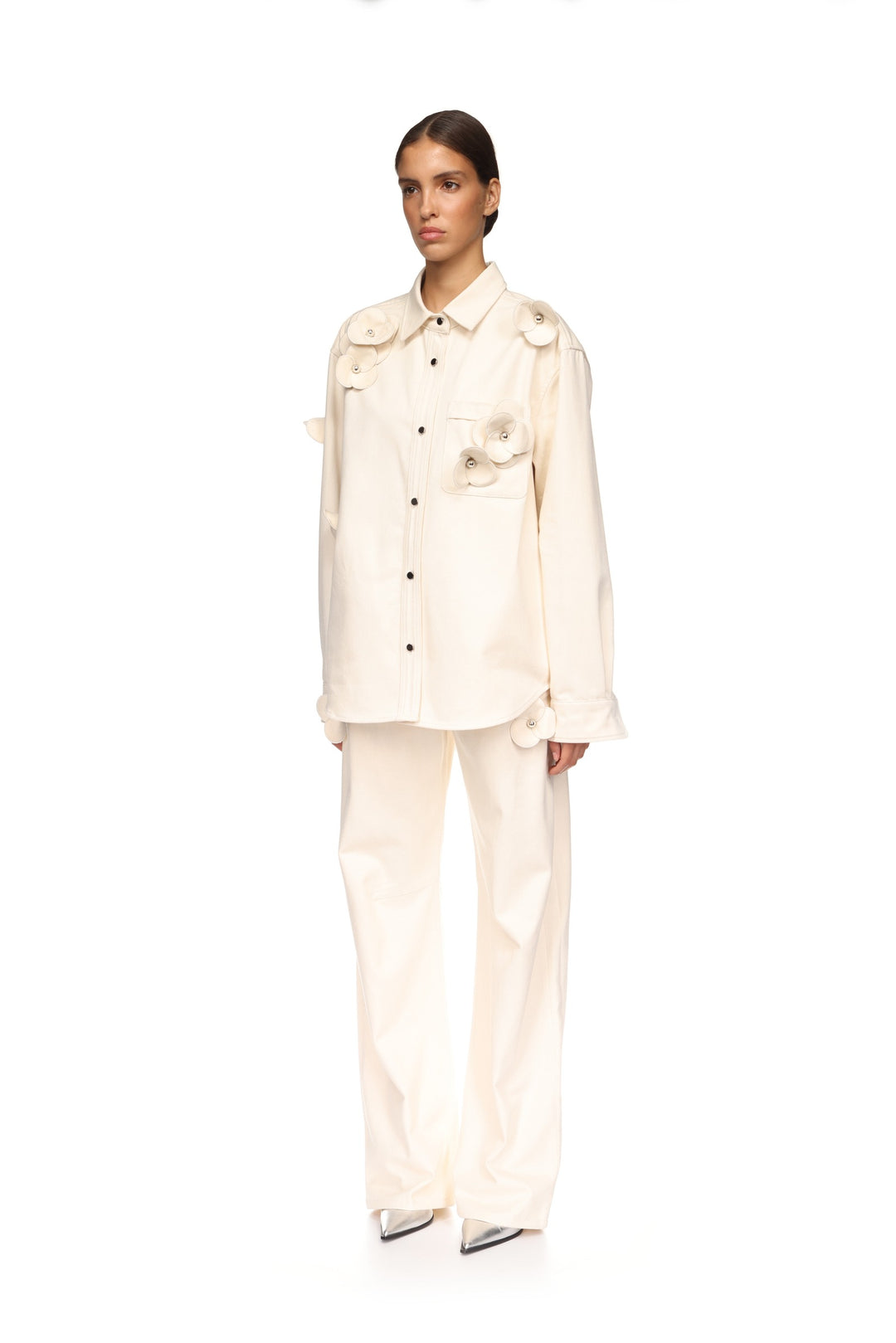 3D FLOWER DENIM SHIRT