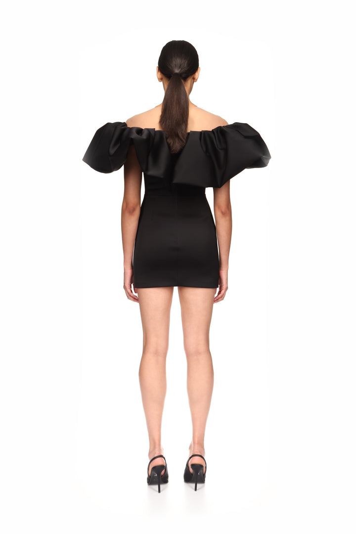 PUFF TOP DETAIL SATIN MINI DRESS